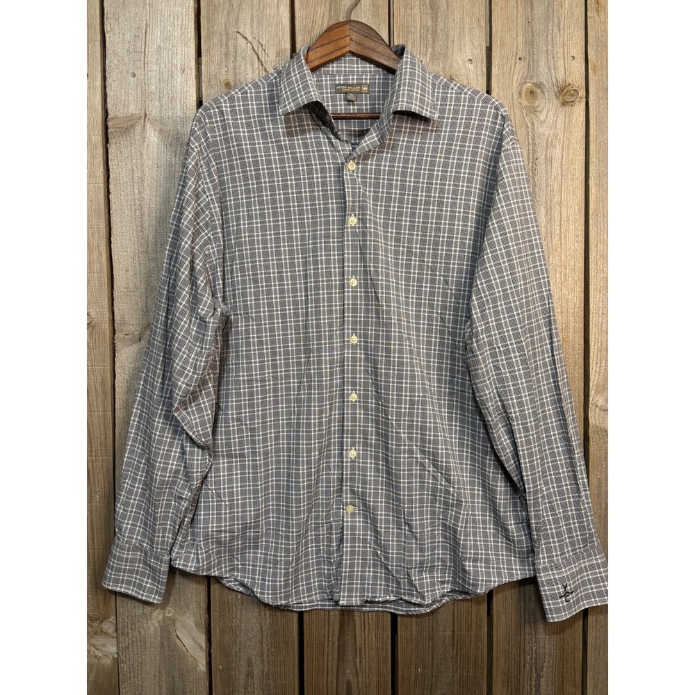 Peter Millar‎ Summer Comfort Mens XL Blue Plaid Performance Shirt MF16EW17